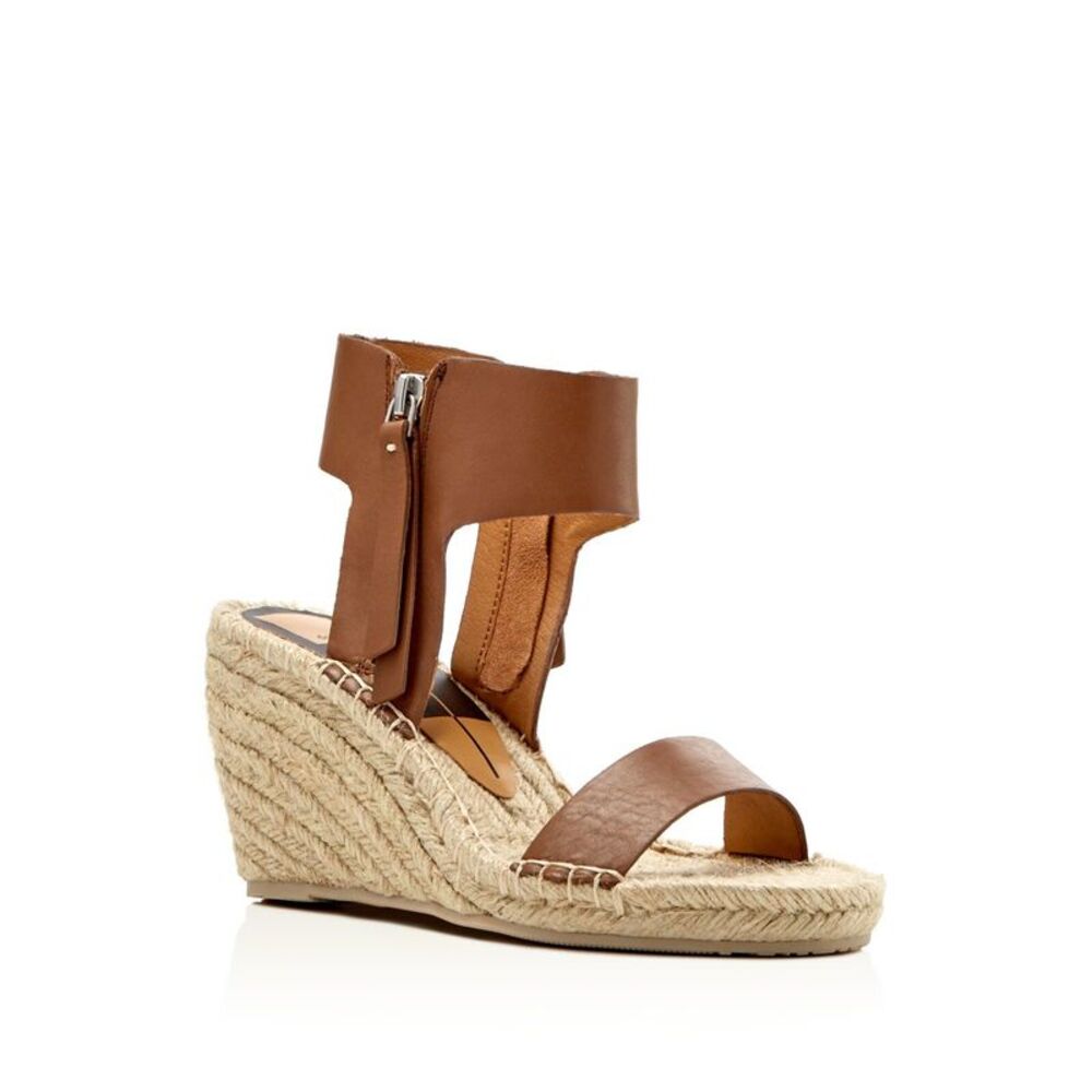 DOLCE VITA Womens Caramel Brown Gisele Toe Wedge Leather Espadrille Shoes 10